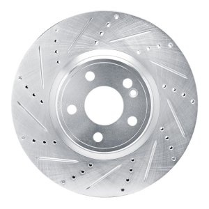 Mercedes-Benz CLA250 Brake Rotor (1) - Front Left - R1 Concepts - Drilled & Slotted - Silver - `19-`25